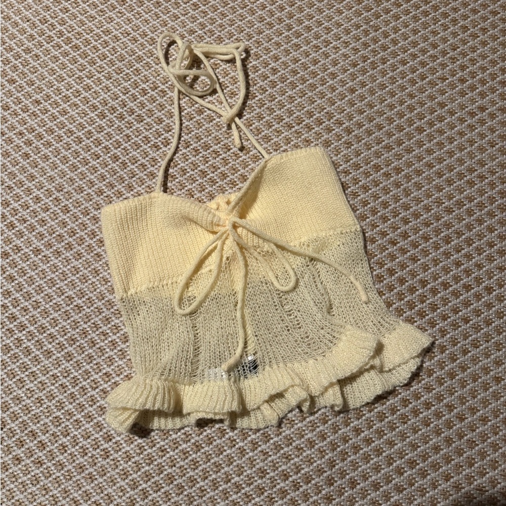 Yellow Knit Halter Top